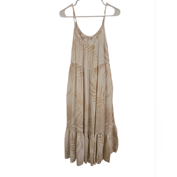 Z SUPPLY LIDO MAXI DRESS PALM LEAF PRINT IN CREAM AND TAN . SIZE X-SMALL. - Picture 4 of 9